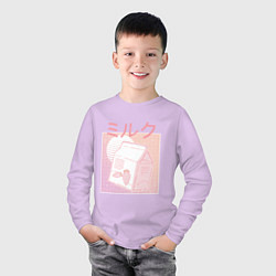 Лонгслив хлопковый детский Vaporwave Strawberry Milk, цвет: лаванда — фото 2