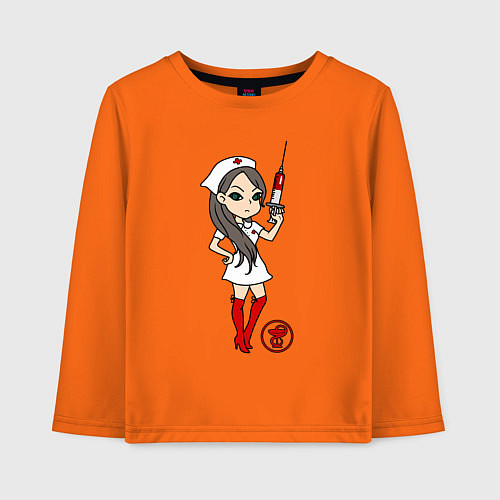 Детский лонгслив Медсестра со шприцом / Оранжевый – фото 1