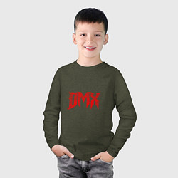 Лонгслив хлопковый детский Рэпер DMX логотип logo, цвет: меланж-хаки — фото 2