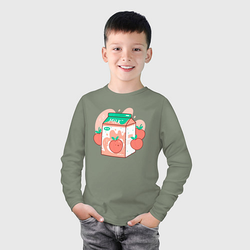 Детский лонгслив Коробка персикового молока / Авокадо – фото 3