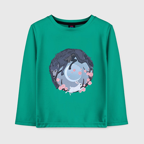 Детский лонгслив Легоси и Хару / Зеленый – фото 1