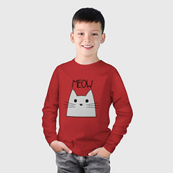 Лонгслив хлопковый детский Котик - Мяу, цвет: красный — фото 2
