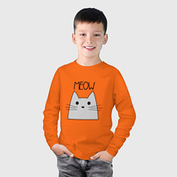 Лонгслив хлопковый детский Котик - Мяу, цвет: оранжевый — фото 2