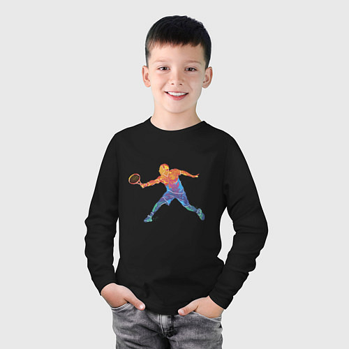 Детский лонгслив Tennis player - man / Черный – фото 3