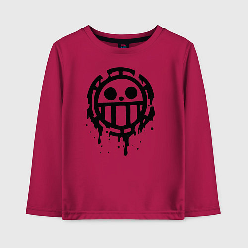 Детский лонгслив One Piece знак черной краской / Маджента – фото 1