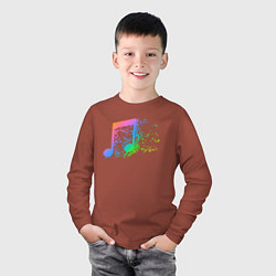 Лонгслив хлопковый детский I LOVE MUSIC DJ Z цвета кирпичный — фото 2