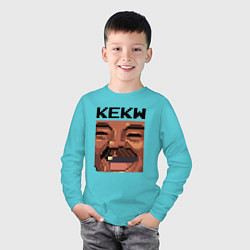 Лонгслив хлопковый детский Хуан Хойя Борха: KEKW, цвет: бирюзовый — фото 2