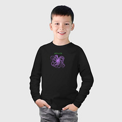 Лонгслив хлопковый детский Осьминог, цвет: черный — фото 2