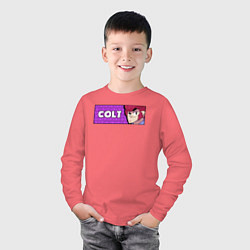 Лонгслив хлопковый детский COLT ПЛАШКА, цвет: коралловый — фото 2