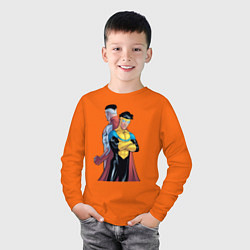 Лонгслив хлопковый детский Неуязвимый Invincible, цвет: оранжевый — фото 2