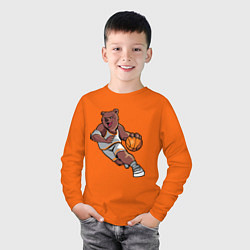 Лонгслив хлопковый детский Медведь, цвет: оранжевый — фото 2