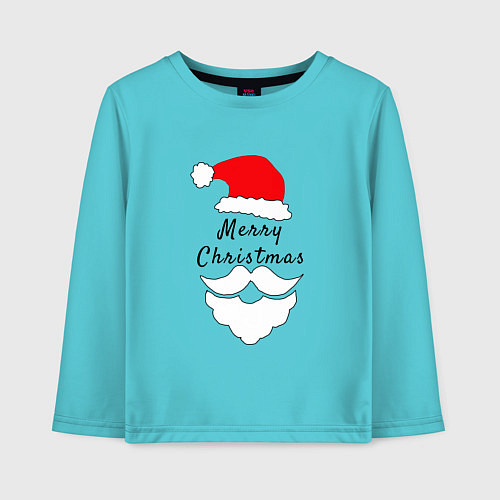 Детский лонгслив Santa Merry Christmas / Бирюзовый – фото 1