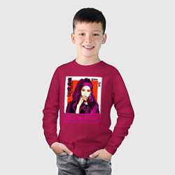 Лонгслив хлопковый детский Jisoo, цвет: маджента — фото 2