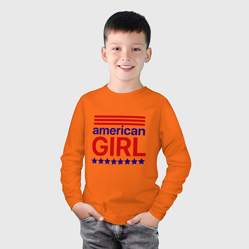Детский лонгслив American girl / Оранжевый – фото 3