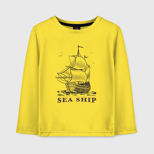 Детский лонгслив Корабль / Желтый – фото 1