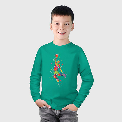 Детский лонгслив Basketball Player / Зеленый – фото 3