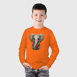 Лонгслив хлопковый детский Слон Баскетболист, цвет: оранжевый — фото 2