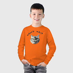 Лонгслив хлопковый детский Кот с вопросами, цвет: оранжевый — фото 2