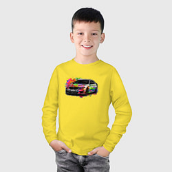 Лонгслив хлопковый детский Красивая машина, цвет: желтый — фото 2