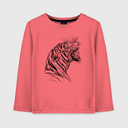 Лонгслив хлопковый детский Чёрно белый рисунок тигра, цвет: коралловый