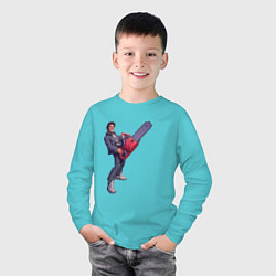 Лонгслив хлопковый детский Том Круз: ретро стиль, цвет: бирюзовый — фото 2
