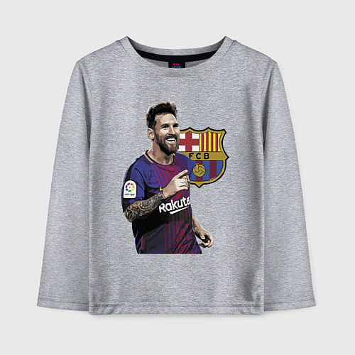 Детский лонгслив Lionel Messi Barcelona Argentina / Меланж – фото 1