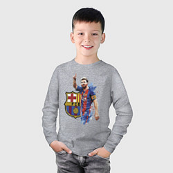 Лонгслив хлопковый детский Lionel Messi Barcelona Argentina!, цвет: меланж — фото 2