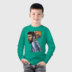 Лонгслив хлопковый детский Lionel Messi Barcelona Argentina Striker, цвет: зеленый — фото 2