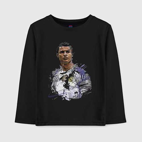 Детский лонгслив Cristiano Ronaldo Manchester United Portugal / Черный – фото 1