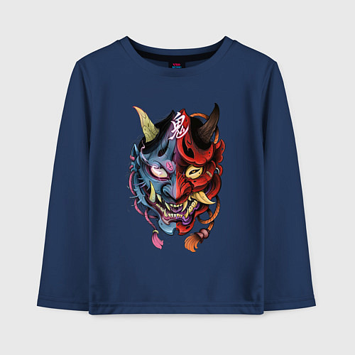 Детский лонгслив Два лица / Тёмно-синий – фото 1