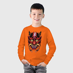 Лонгслив хлопковый детский Маска демона, цвет: оранжевый — фото 2