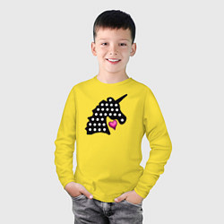 Лонгслив хлопковый детский Единорог, сердце, поп-ит, цвет: желтый — фото 2