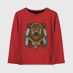 Лонгслив хлопковый детский Славянский медведь, цвет: красный