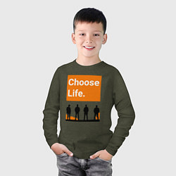 Лонгслив хлопковый детский Choose Life, цвет: меланж-хаки — фото 2