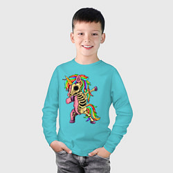 Лонгслив хлопковый детский Единорог зомби dab, цвет: бирюзовый — фото 2