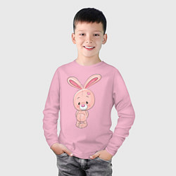 Лонгслив хлопковый детский Милый кролик, цвет: светло-розовый — фото 2