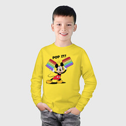 Лонгслив хлопковый детский Mickey Pop it!, цвет: желтый — фото 2