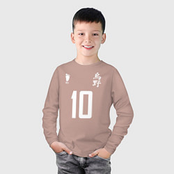 Лонгслив хлопковый детский 10 номер на груди Haikyuu!!, цвет: пыльно-розовый — фото 2