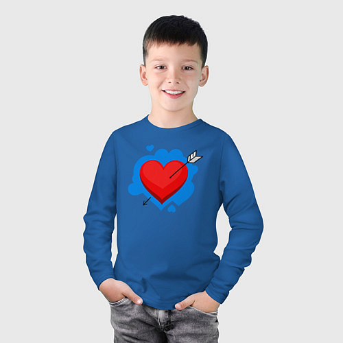 Детский лонгслив Влюбленное сердце / Синий – фото 3