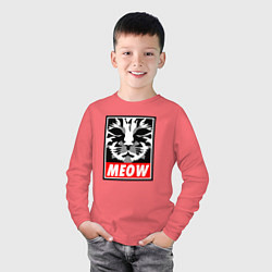 Лонгслив хлопковый детский Meow Obey, цвет: коралловый — фото 2