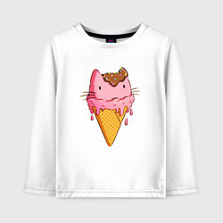 Лонгслив хлопковый детский Cat Ice Cream, цвет: белый