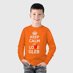 Лонгслив хлопковый детский Будь спок и люби Глеба, цвет: оранжевый — фото 2
