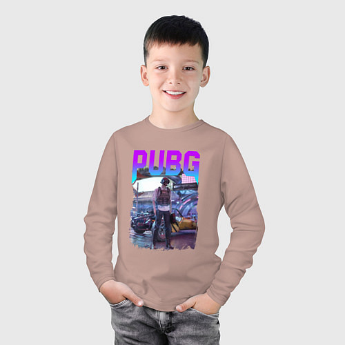 Детский лонгслив PUBG NEON ПУБГ НЕОН Z / Пыльно-розовый – фото 3