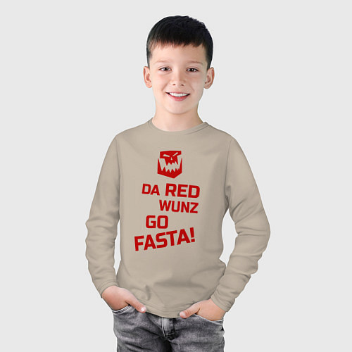 Детский лонгслив Только красное ездит быстро / Миндальный – фото 3