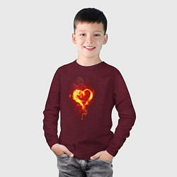 Лонгслив хлопковый детский Пылкое сердце, цвет: меланж-бордовый — фото 2