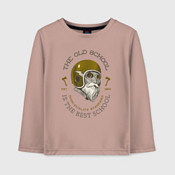 Лонгслив хлопковый детский Байкерская школа, цвет: пыльно-розовый