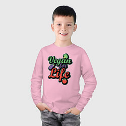 Лонгслив хлопковый детский Vegan For Life, цвет: светло-розовый — фото 2