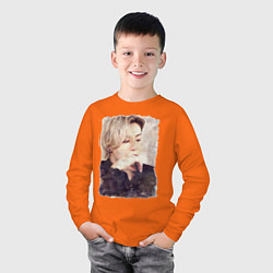 Лонгслив хлопковый детский Задумчивый Чонгук, цвет: оранжевый — фото 2