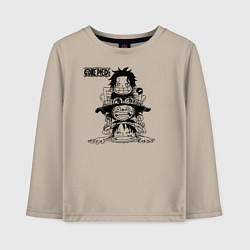 Детский лонгслив Эйс, Луффи и Сабо - Братство ASL