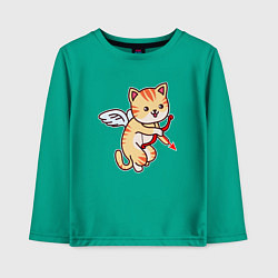 Лонгслив хлопковый детский Angel Cat, цвет: зеленый